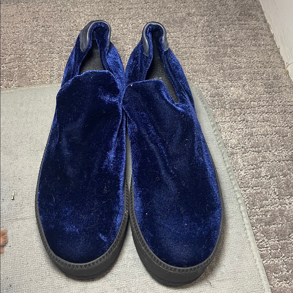 Barney’s New York Blue Velvet Slip-On Shoes